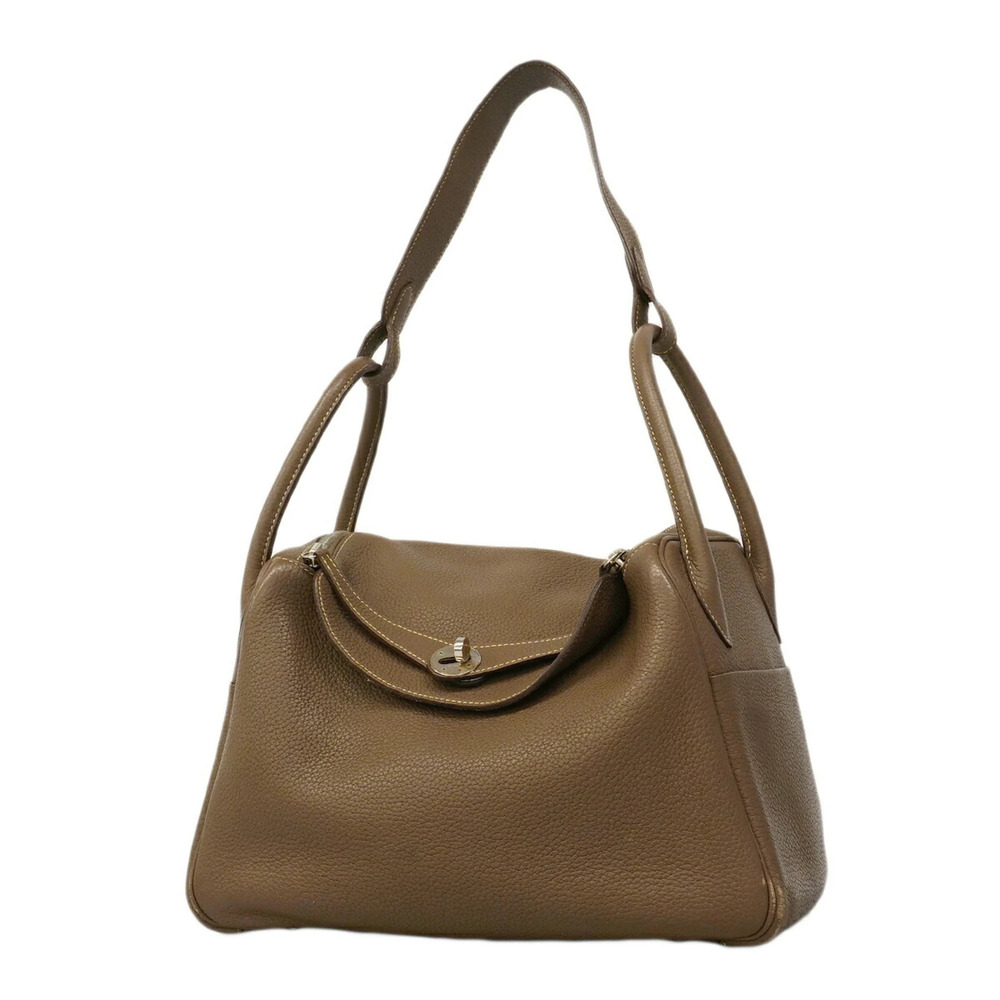 Hermes Lindy 30 Handbag, Taurillon Clemence Leather, Etoupe, □R Stamp, 2-way ...